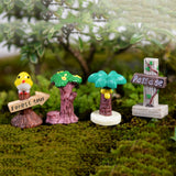 DIY Signpost Simulation Stop Sign Resin Craft Mini Garden Decoration Landscape Figurines Terrarium Miniatures Ornament
