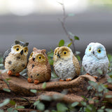 4 PCs/set Cute Artificial Owl Figurines Miniatures lovely birds fairy garden gnome resin crafts decorations accessories for home