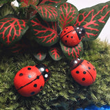 10Pcs/pack Wooden Ladybird Ladybug Sticker Children Kids Painted adhesive Back DIY Craft Home Party Holiday Decoration