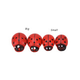 10Pcs/pack Wooden Ladybird Ladybug Sticker Children Kids Painted adhesive Back DIY Craft Home Party Holiday Decoration